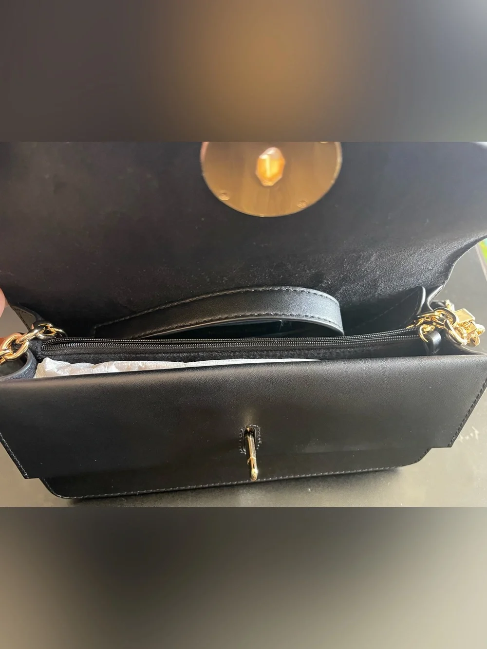 Michael Kors Black Leather Crossbody with Gold MK Emblem